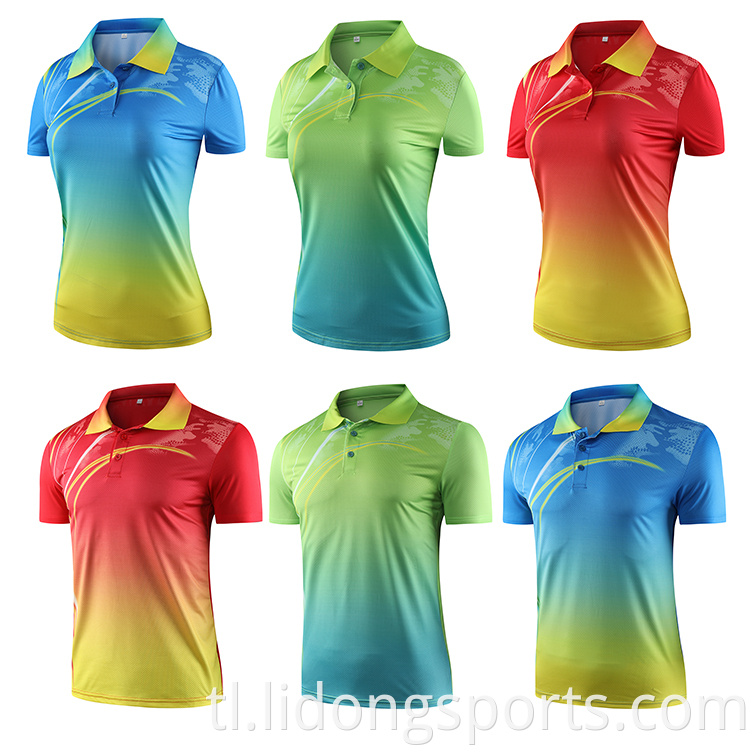 Mga Damit sa Table Tennis na T Shirt na Pambabaeng Golf Polo Tshirt Slim Fit Tennis wear Design OEM Cotton Tennis Wear